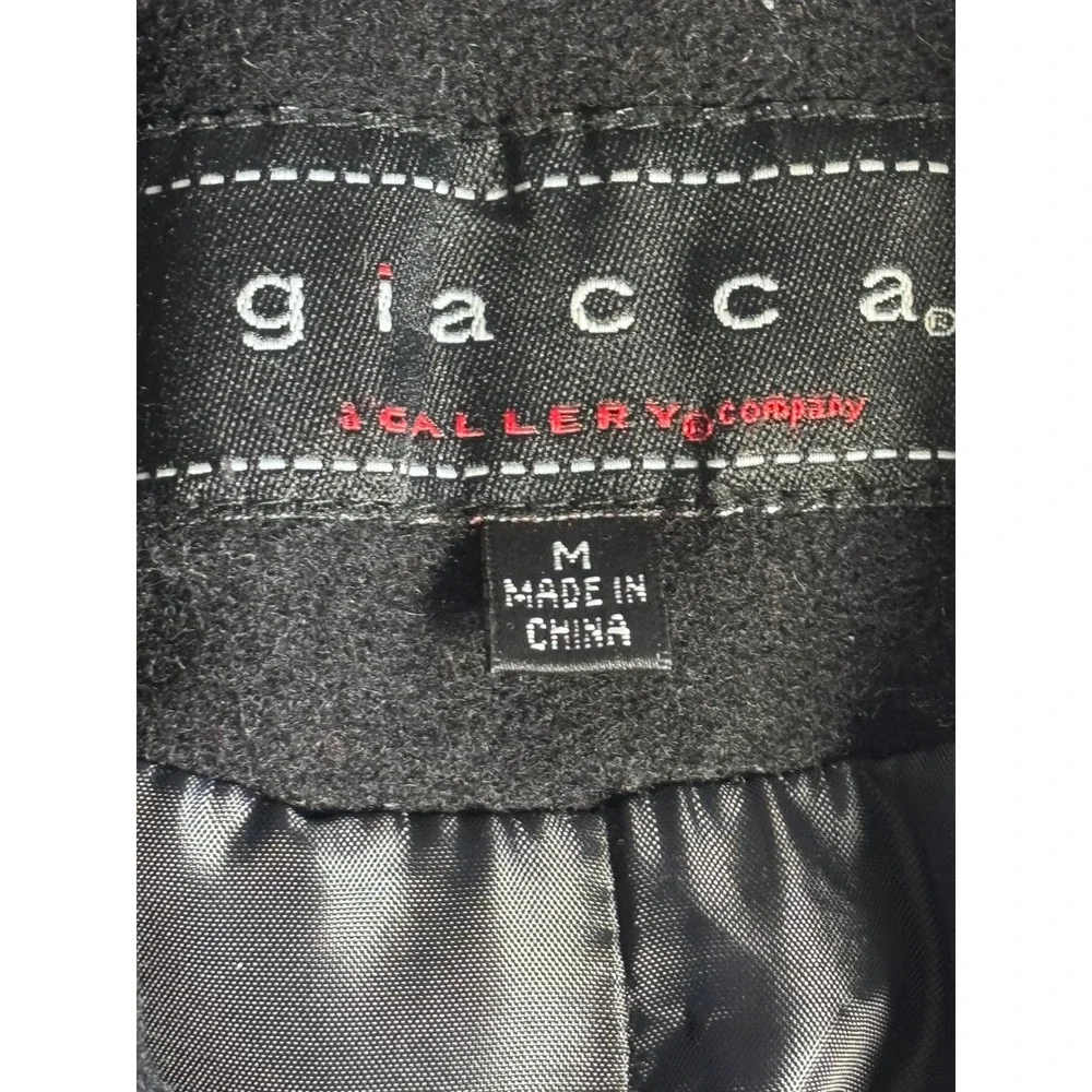Giacca Gallery Company Black Double Breasted Wool Blend Coat Women's Size Medium